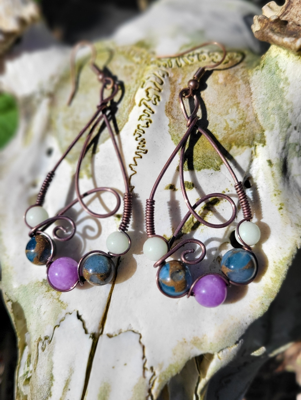 Handcrafted Copper Wire Wrap Earrings